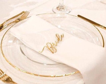 Custom laser cut name tags place cards for wedding