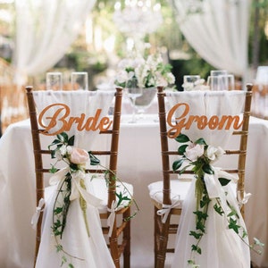 Wedding Chair Signs, Bride and Groom Chair Signs, wedding table decoration, wedding chair decoration, bride groom signs for wedding chair image 4