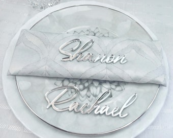 Cartes de place de mariage, noms découpés au laser pour la décoration de table de mariage, cartes de place de nom personnalisées