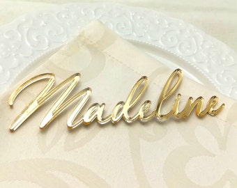 Wedding place cards, laser cut names for wedding table decoration, acrylic place card, golden mirror place card, decorazioni di nozze d'oro