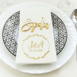 Segnaposto per matrimonio / Etichette personalizzate con nome tagliate al laser / Nomi in acrilico per decorazioni eleganti da tavola