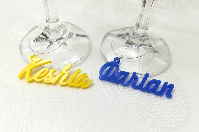 Wine Glass Charms Laser Cut Names Custom Wine Charm Custom Etsy