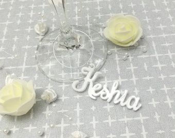 Wine Glass Charms, laser cut names, Custom wine charm, custom name place cards, wedding wine glass charm