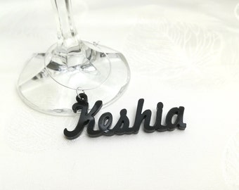 Wine Glass Charms, laser cut names, Custom wine charm, custom name place cards, wedding wine glass charm