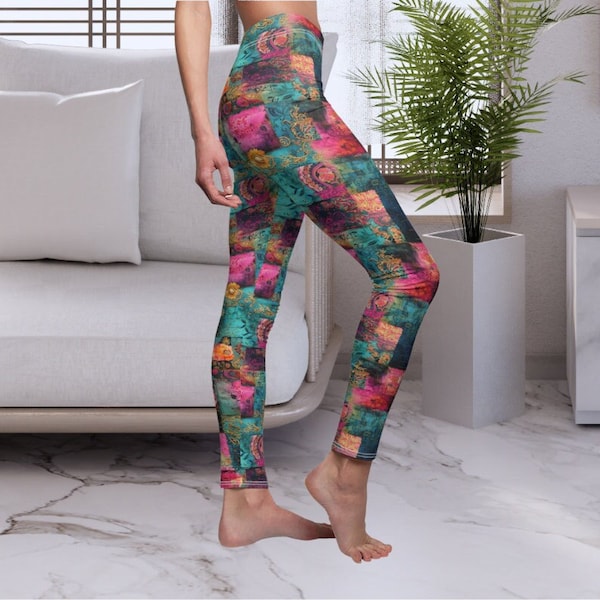 Yoga Leggings Women, Bohemian Hippi Running Tights, Festival Leggings for Women, Print Leggings, Boho Womens Outfit, Boho Clothes Woman