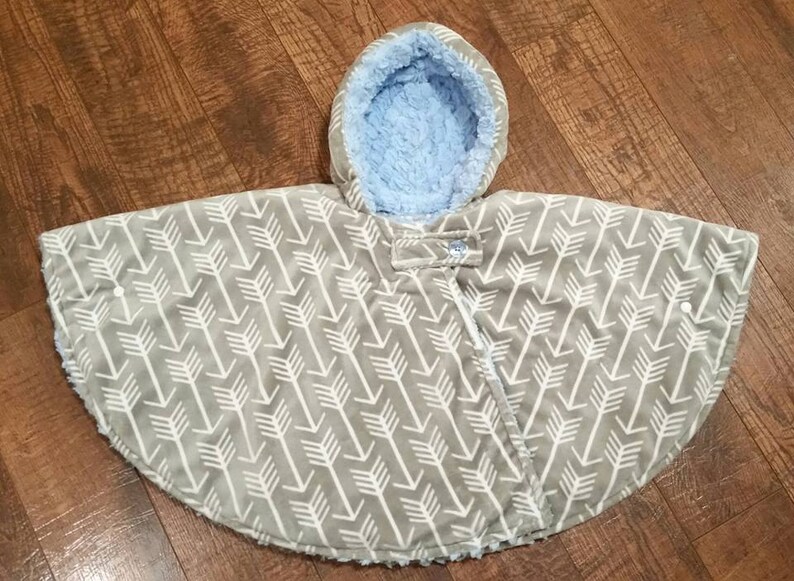 Minky Car Seat Poncho Hooded Arrow Archer GrayWhite Navy Blue Boy CarSeat Cape ToddlerChildKid