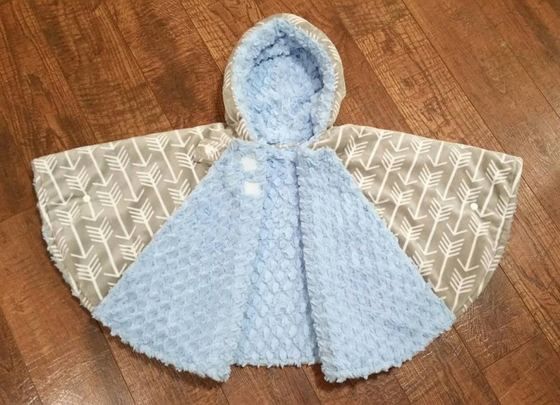 Minky Car Seat Poncho Hooded Arrow Archer GrayWhite Navy Blue Boy CarSeat Cape ToddlerChildKid