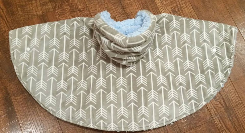 Minky Car Seat Poncho Hooded Arrow Archer GrayWhite Navy Blue Boy CarSeat Cape ToddlerChildKid