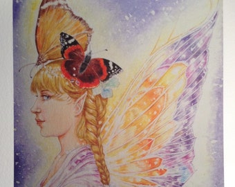 Butterfly Fae, giclee print limited edition, fairy print, fairy picture