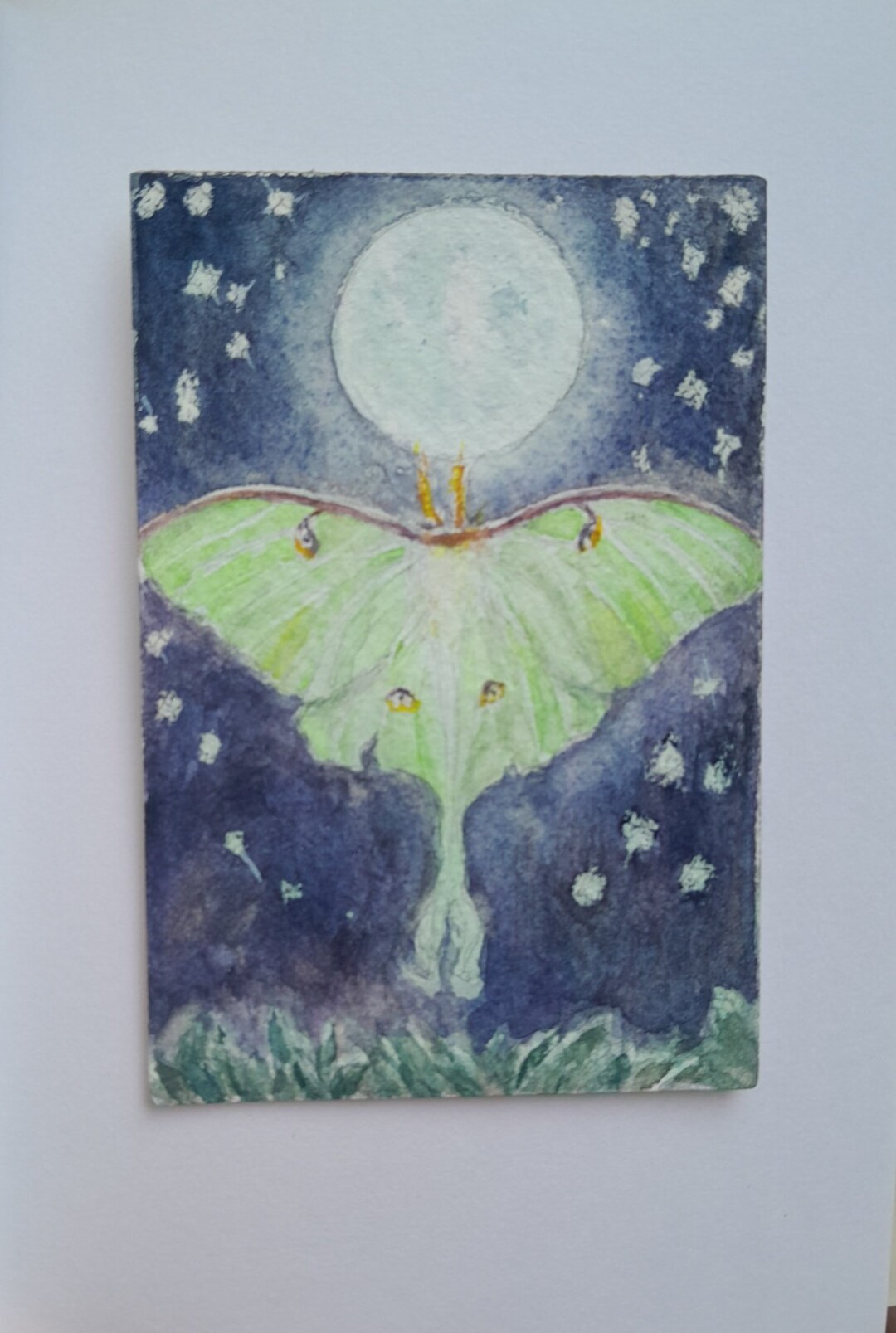 Hand-painted Luna Moth Compact Mirror main image 1