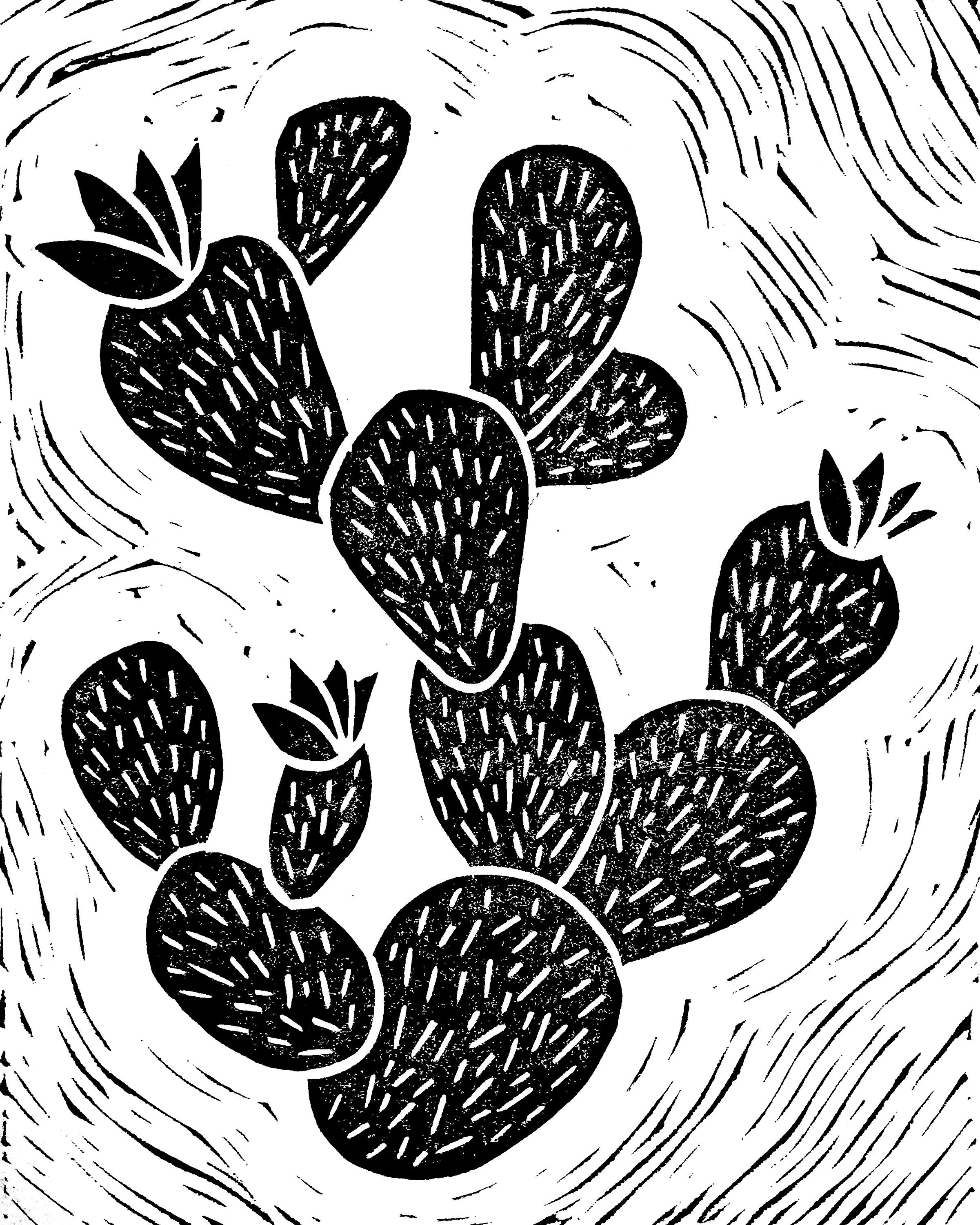 Solid Cacti & Succulents Linocut Print | Etsy