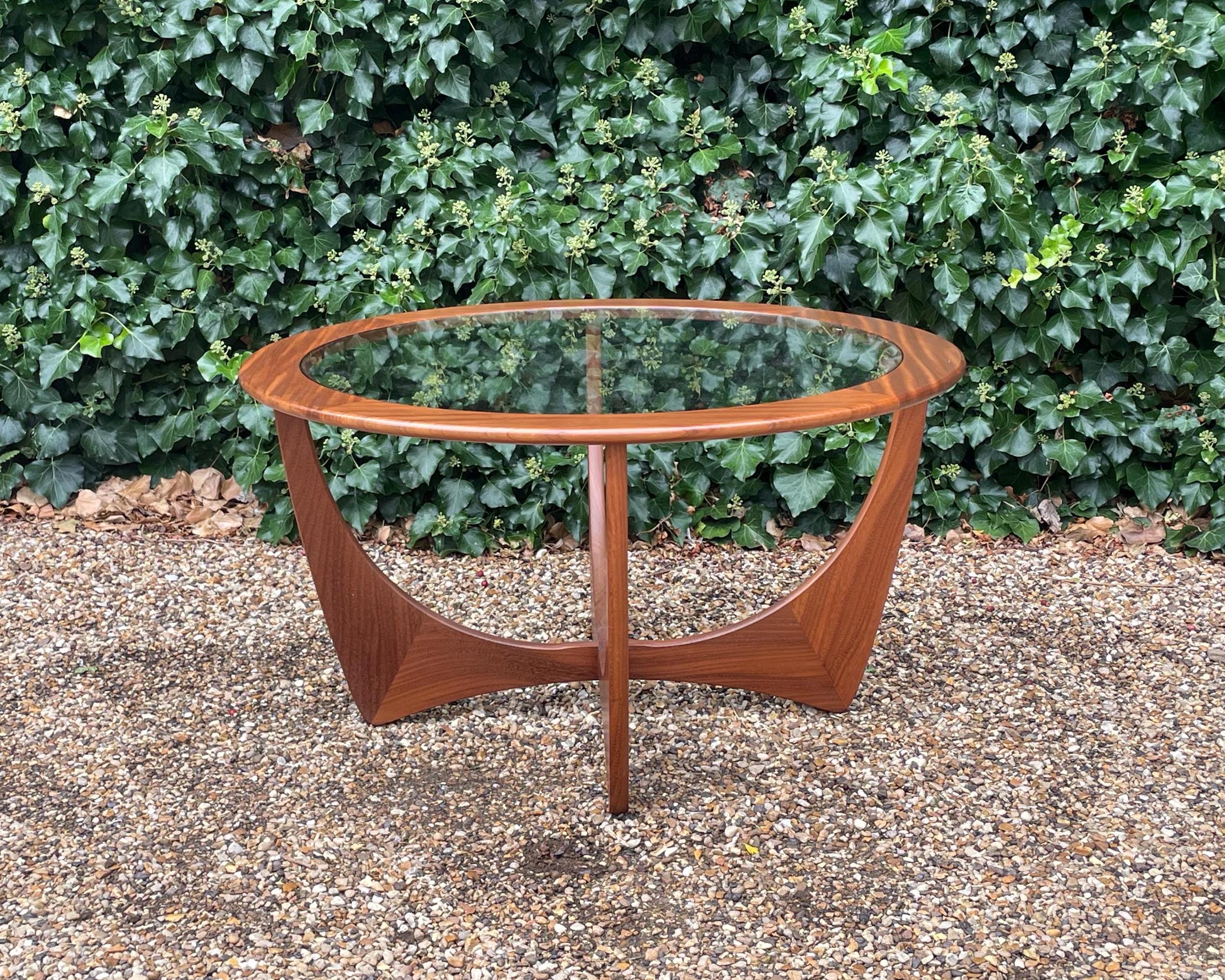 Oval Teak Coffee Table with Glass Top by G-Plan | #76093
