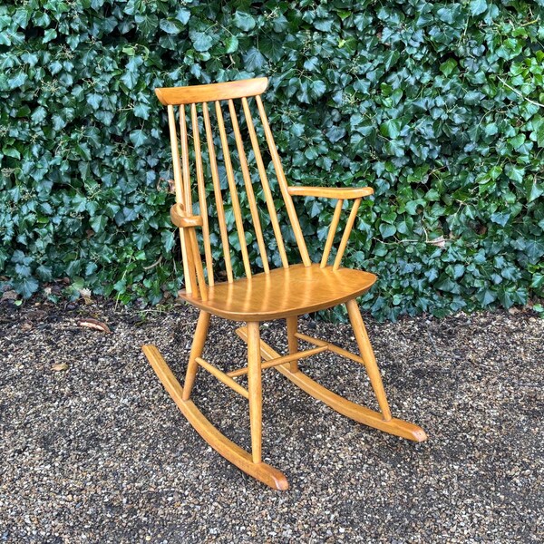 Vintage Mid Century Blonde Rocking Chair - www.brickvintageinteriors.com