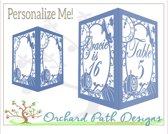 Cinderella themed Personalized Paper Lantern for wedding centerpiece, shower decoration, birthday party