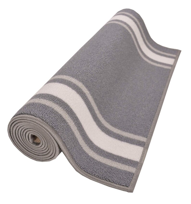 Custom Size Runner Rug Solid Border Grey with Grey White Etsy