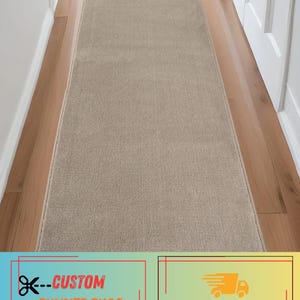 Custom Ivory Runner Rug: Skid Resistant, Machine Washable,  26" Wide and up to 50 Feet Long