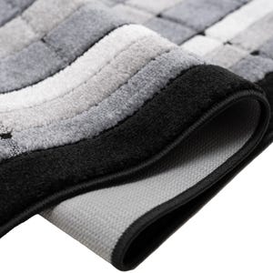 Machine Washable Geometric Runner Rug: Grey & Black, Custom Size, 26" - 32" - 36" Width and Up to 50 Feet Length bild 4