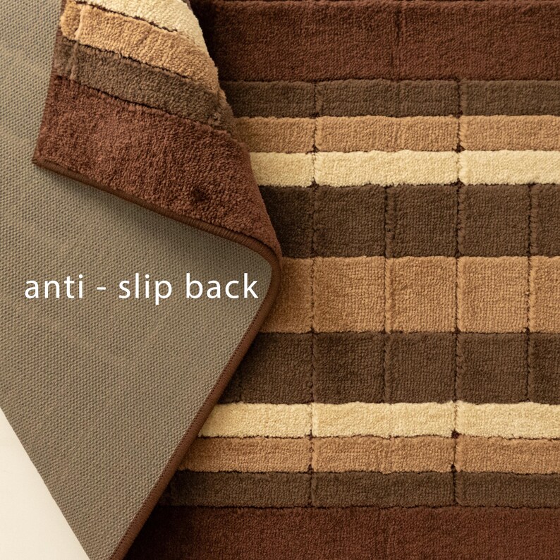 Custom Size Brown Geometric Runner Rug – Machine Washable, Slip Resistant, 26/32/36” Wide, Up to 50 Ft immagine 4