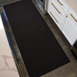 Machine Washable Custom Size Runner Rug Solid Black Skid Resistant Rug Runners Customize by Feet and 22&quot;, 26&quot;, 31&quot; and 36&quot; Width Option