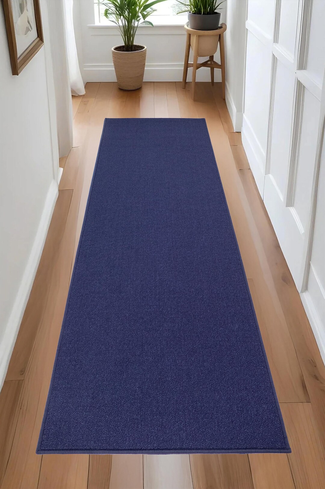 Blue Rune Rug Machine Washable Navy Blue Runner Rug: Custom Length, Slip Resistant ...