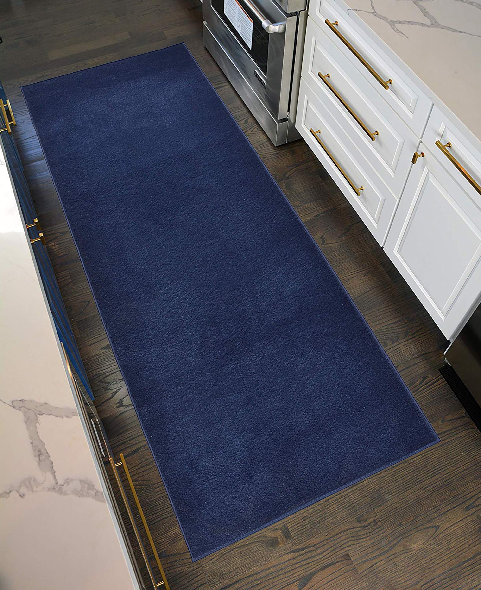 Machine Washable Custom Size Runner Rug Solid Navy Blue Color Etsy