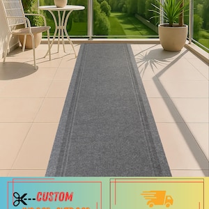 Custom Size Grey Runner Rug: Indoor/Outdoor Skid Resistant Rug , 26"- 36"  Wide and Up to 50 Feet Long