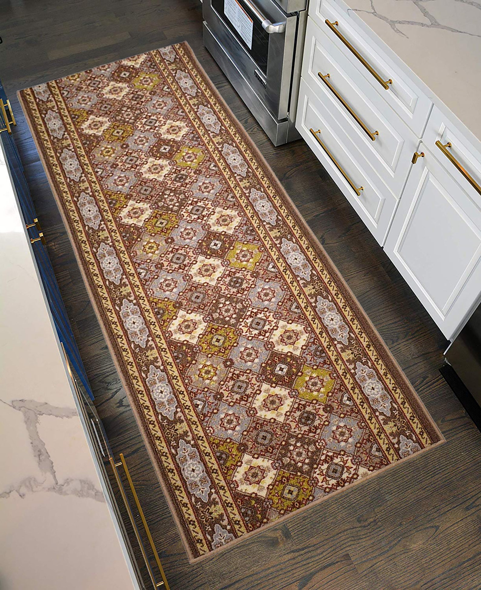 Custom Size Runner Rug Bakhtiari Persian Taupe Blue Multi Etsy