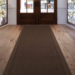 Outdoor/Indoor Custom Size Runner Rug Tracker Brown Skid Resistant Runner Rug Customize By Feet and 26&quot; or 36&quot; Width Options
