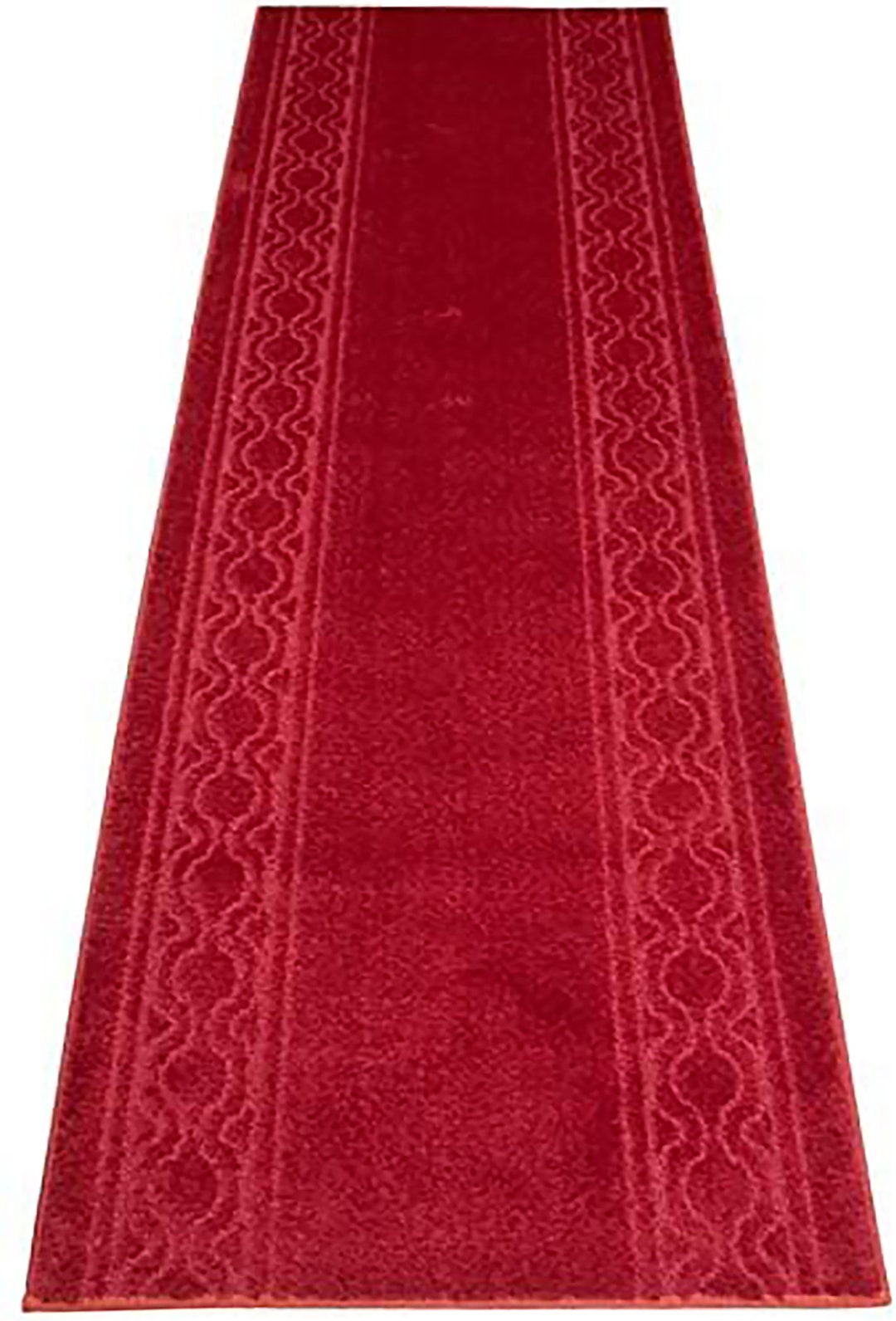 Machine Washable Custom Size Moroccan Trellis Border Solid Dark Red