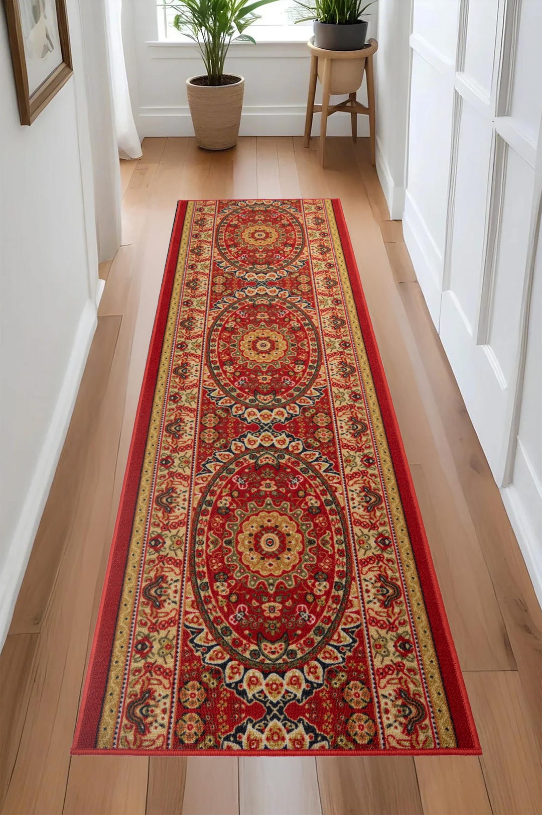 Machine Washable Medallion Runner Rug: Oriental Persian Style, Skid ...