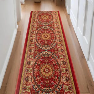 Machine Washable Custom Size Runner Rug Medallion Oriental Skid Resistant Runner Rug Customize By Feet and 23&quot; , 26&quot;, 31.5&quot; or 36&quot; Width