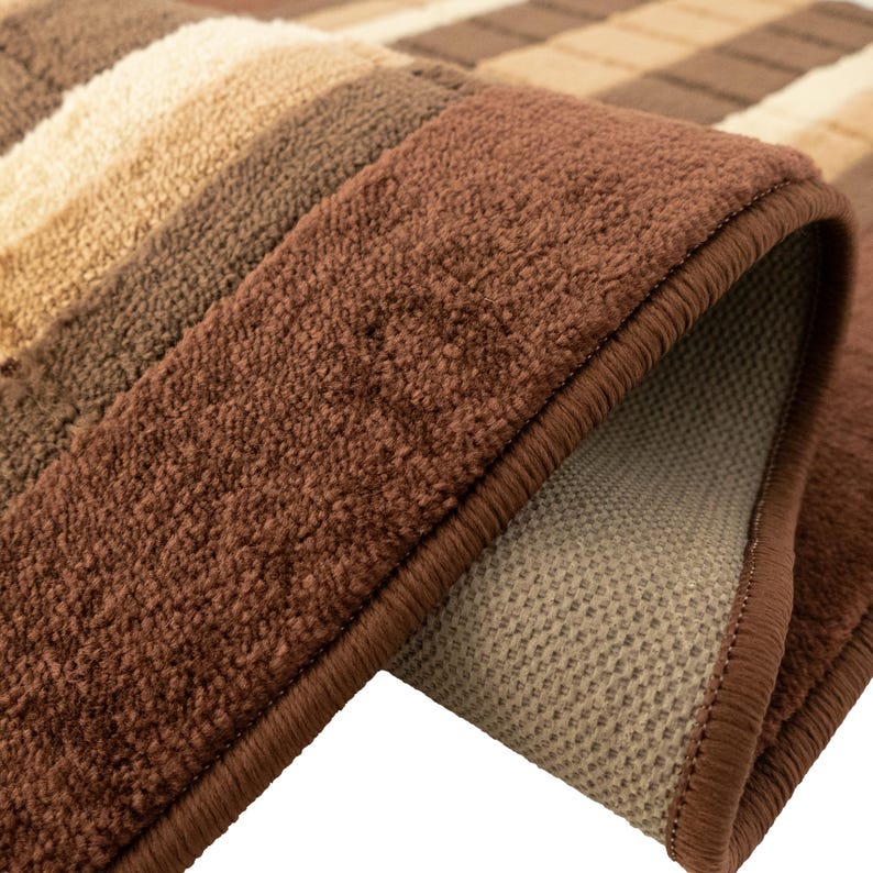 Custom Size Brown Geometric Runner Rug – Machine Washable, Slip Resistant, 26/32/36” Wide, Up to 50 Ft immagine 6