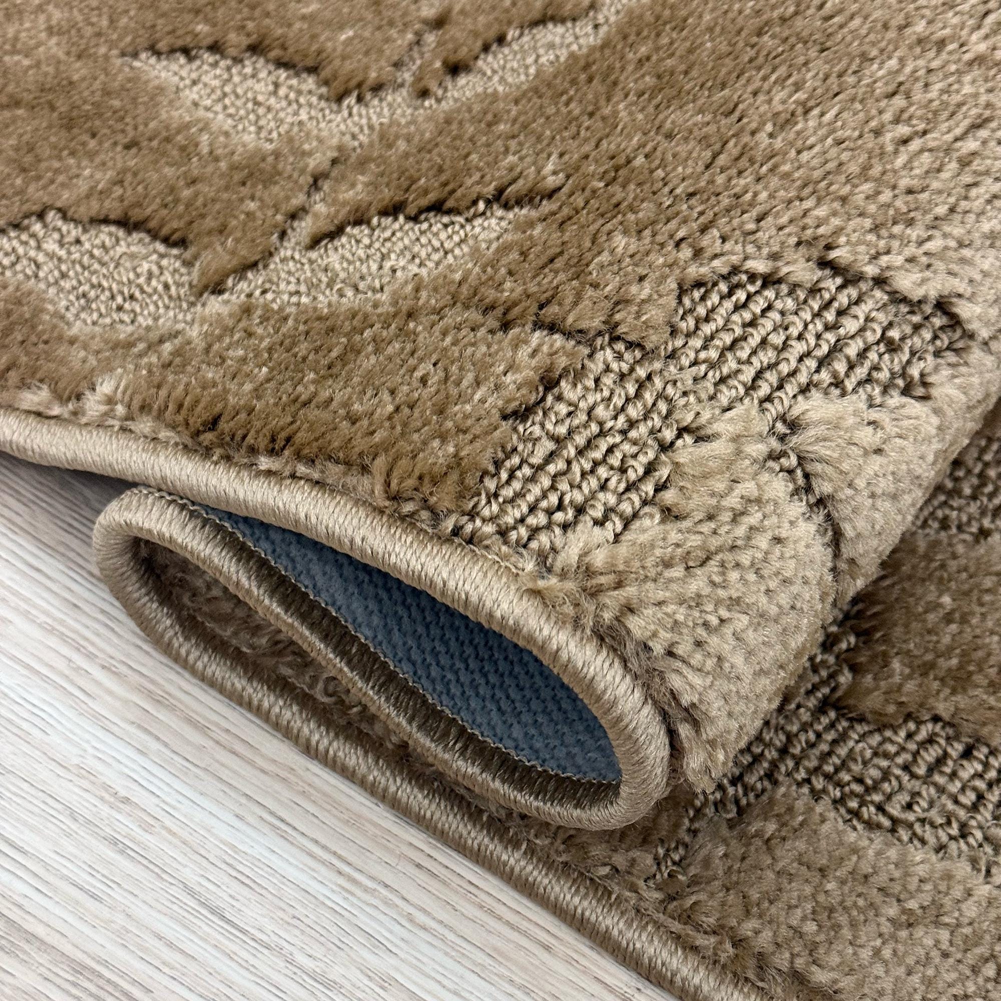 Beige Shell Rug Runner Beige Floral Scroll Runner Rug: Machine Washable, Skid Resistant ...