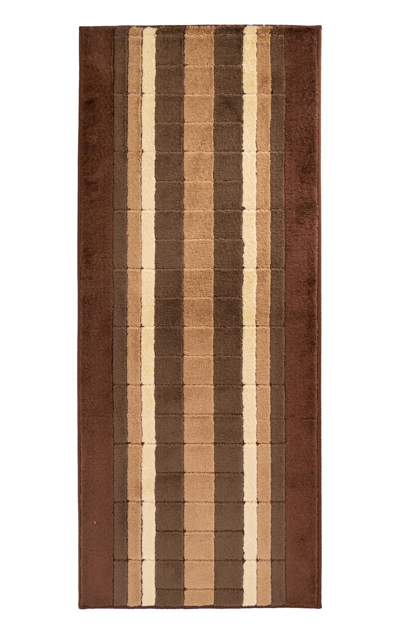 Custom Size Brown Geometric Runner Rug – Machine Washable, Slip Resistant, 26/32/36” Wide, Up to 50 Ft immagine 3