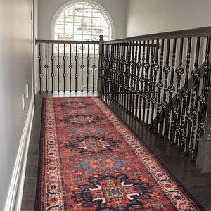 Custom Size Runner Rug Persian Medallion Red Natural Cotton Backing Hotel Quality Pick Your Own Size By Up to 50 Ft Width 26&quot; , 31&quot; or 35&quot;