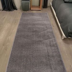 Custom Size Runner Rug Solid Color Grey Skid Resistant Runner Rug Cut To Size Non Slip Runner Rug Customize By Feet