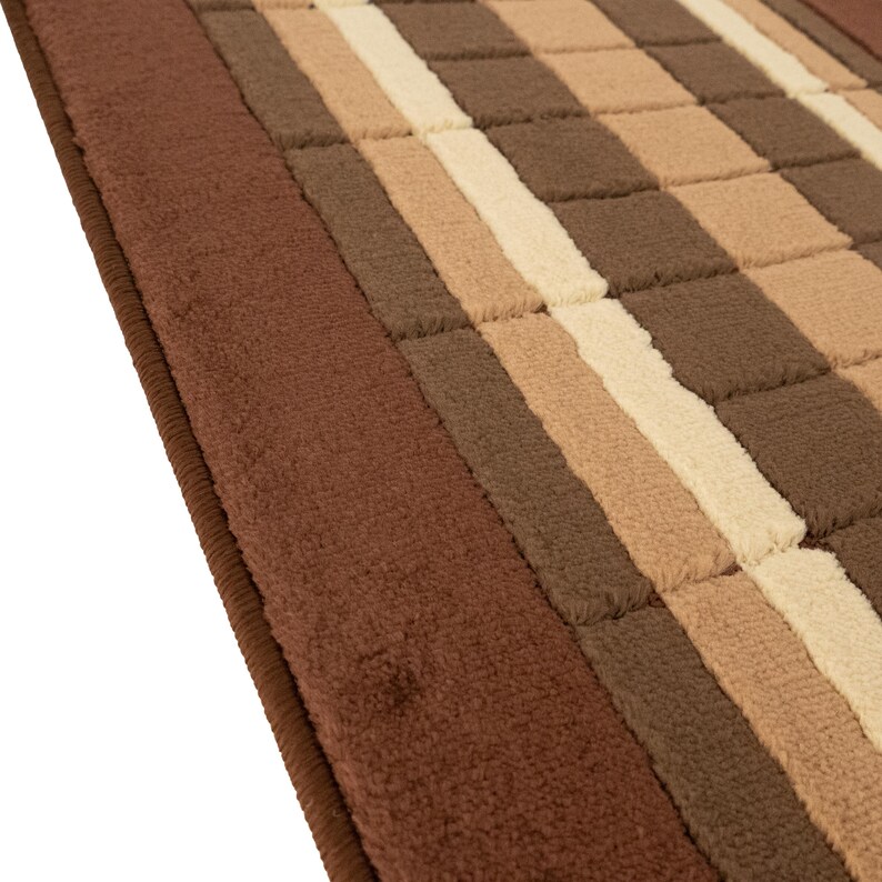 Custom Size Brown Geometric Runner Rug – Machine Washable, Slip Resistant, 26/32/36” Wide, Up to 50 Ft immagine 5