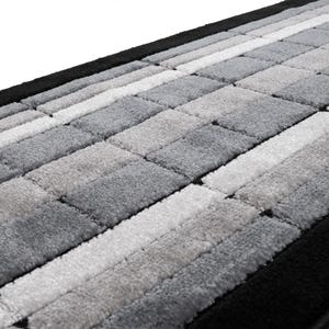 Machine Washable Geometric Runner Rug: Grey & Black, Custom Size, 26" - 32" - 36" Width and Up to 50 Feet Length bild 5
