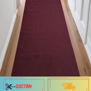 Burgundy Runner Rug: Machine Washable, Slip Resistant, Custom Size