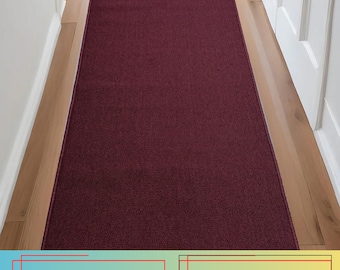 Burgundy Runner Rug: Machine Washable, Slip Resistant, Custom Size