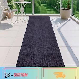 Custom Size Charcoal Grey Outdoor Runner Rug: Skid Resistant, Cut to Size  26"-36" Wide and Up to 50 Feet Long