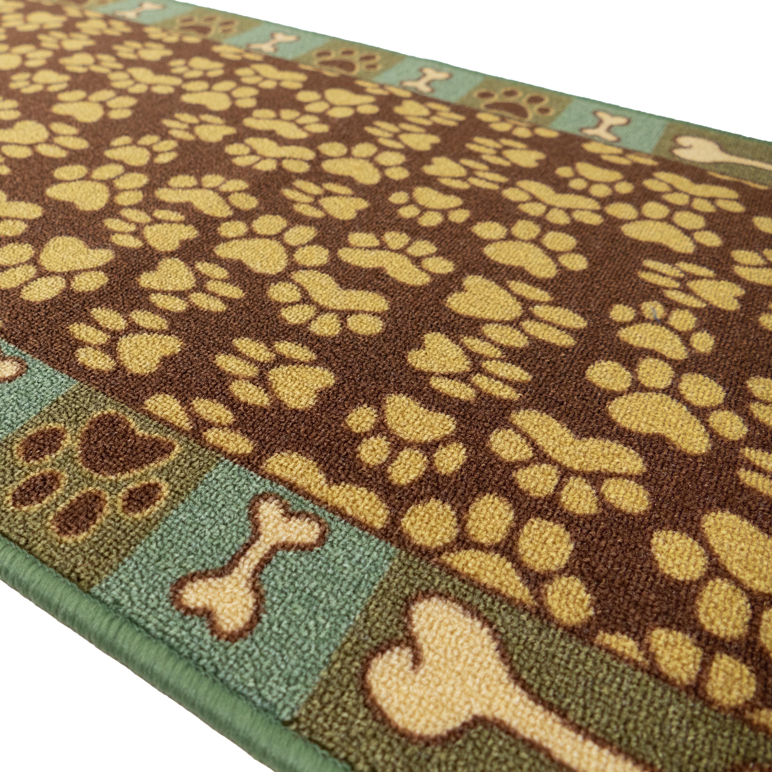 Paw Print Runner Rug Machine Washable Pet Paw Runner Rug: Brown & Teal, Skid Resistant 26 ...