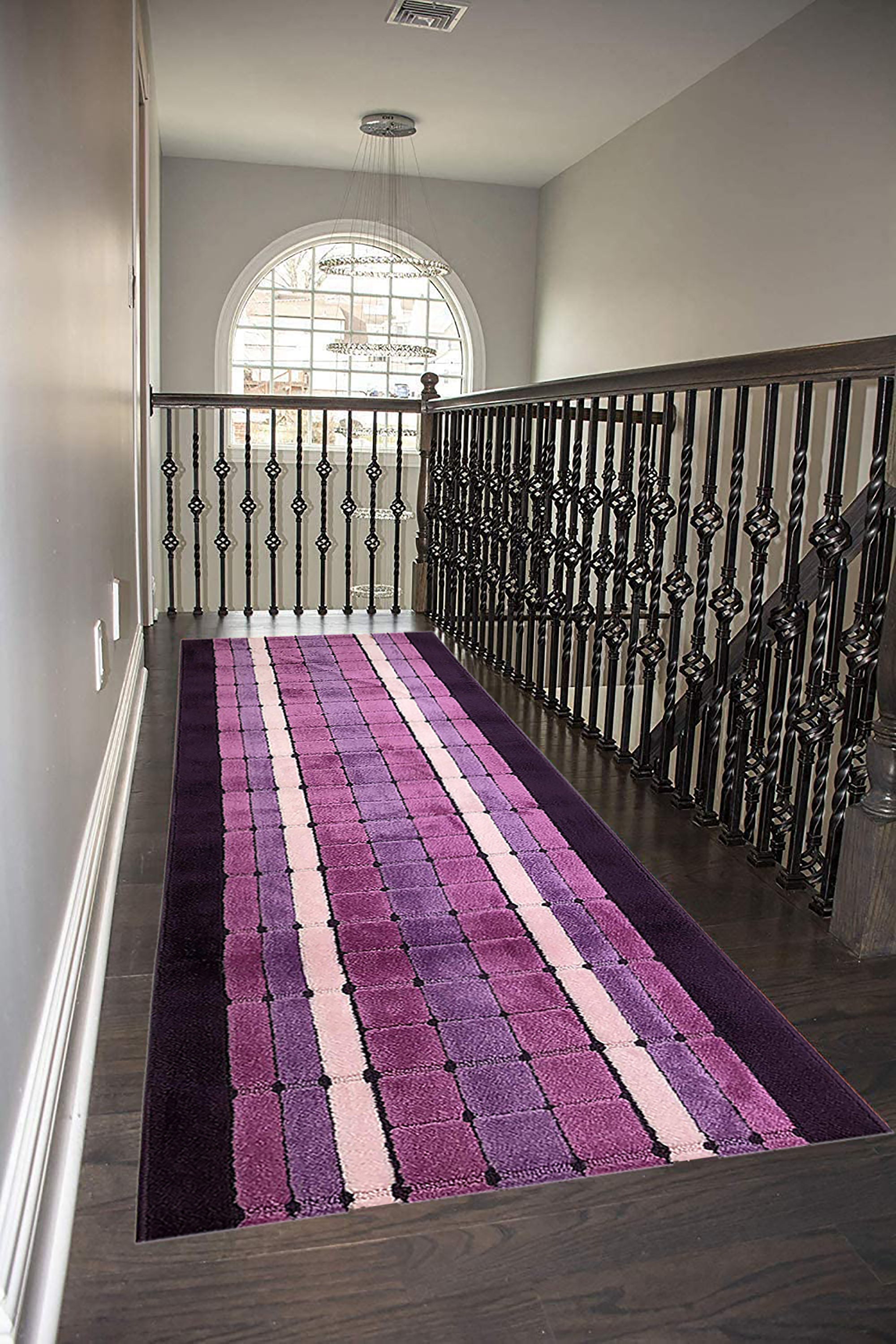 Custom Size Runner Rug Squares Geometric Purple Tone to tone Etsy