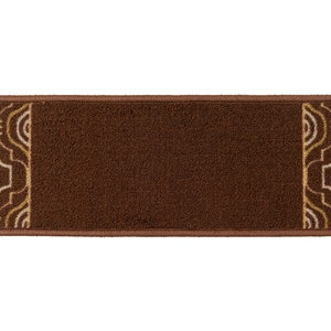 Machine Washable Custom Size Stair Treads By Inches Trellis Border Brown Design Slip Resistant  26&quot;, 31.5&quot; or 36&quot; Width (Set of 13)
