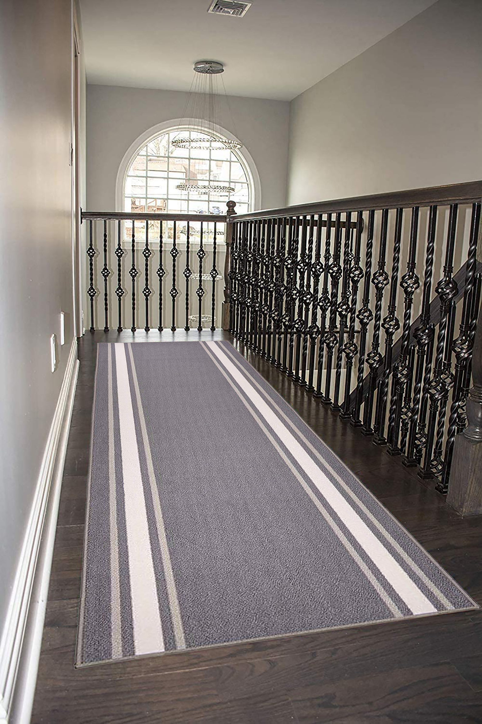 Custom Size Runner Rug Solid Border Grey with Grey White Etsy