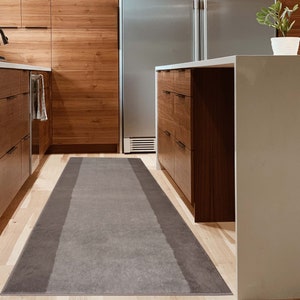 Machine Washable Custom Size Solid Bordered Grey Skid Resistant Runner Rugs Customize Length By Feet and 25.5" or 36" Width Options