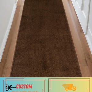 Machine Washable Copper Brown Runner Rug: Custom Length, Skid Resistant ,  26", 32" , 36" Wide, Up to 50 Ft Long