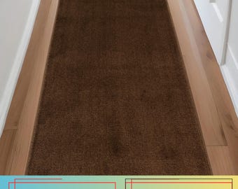 Machine Washable Copper Brown Runner Rug: Custom Length, Skid Resistant ,  26", 32" , 36" Wide, Up to 50 Ft Long