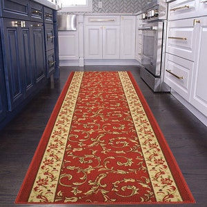 Sold and Priced Per Foot Custom Length Hallway Runner Rug,Slip Resistant,Scroll Anthracite 26 Inch X 20 feet