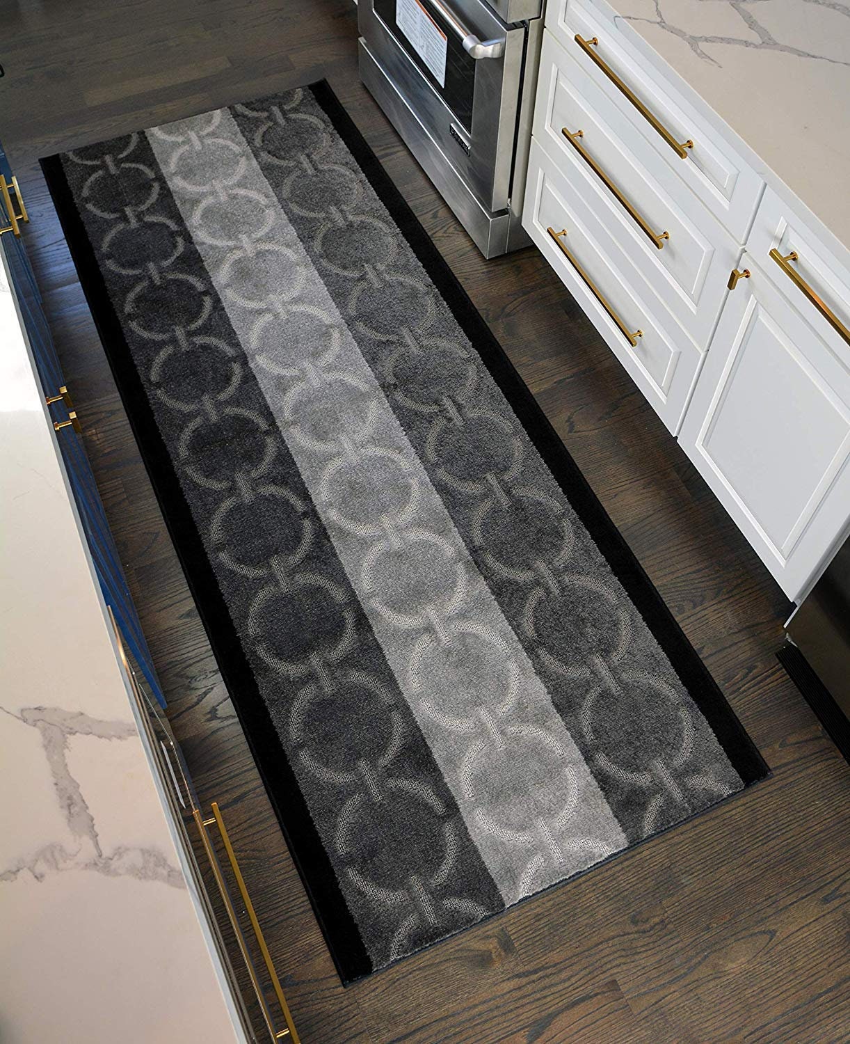 Custom Size Runner Rug Platin Circles Abstract Grey Skid Etsy